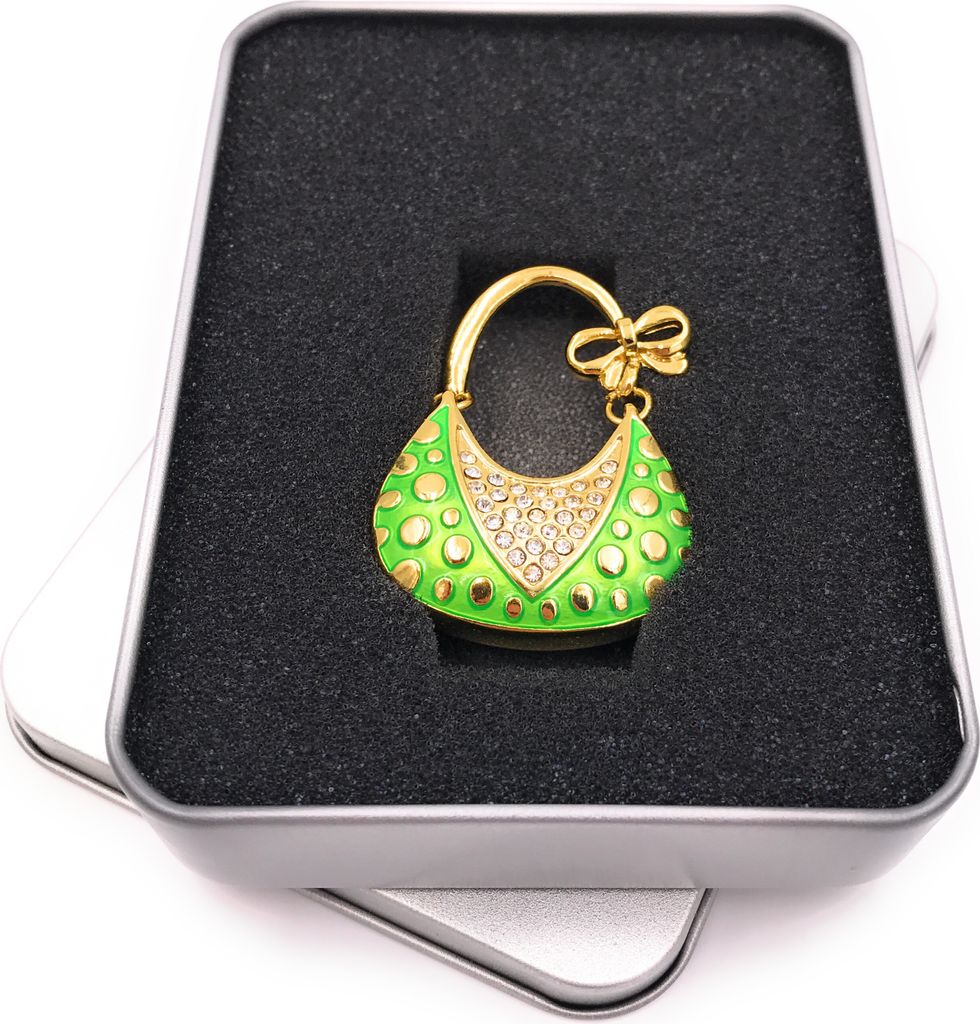 Onwomania Handtasche Edel aus Metall Golden Grün USB Stick in Alu Geschenkbox 32 GB USB 2.0