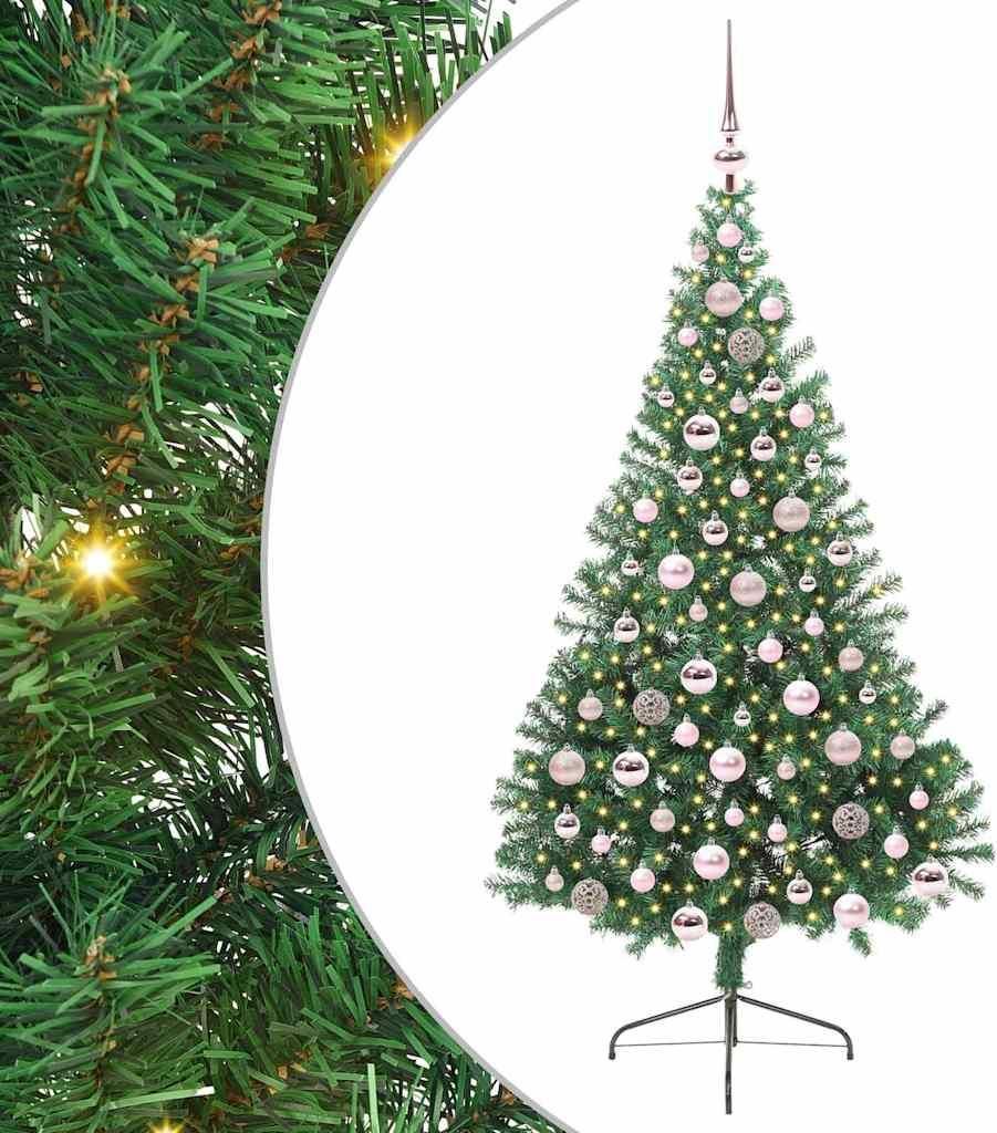 vidaXL Künstlicher vorbeleuchteter Weihnachtsbaum Grün 180 cm PVC
