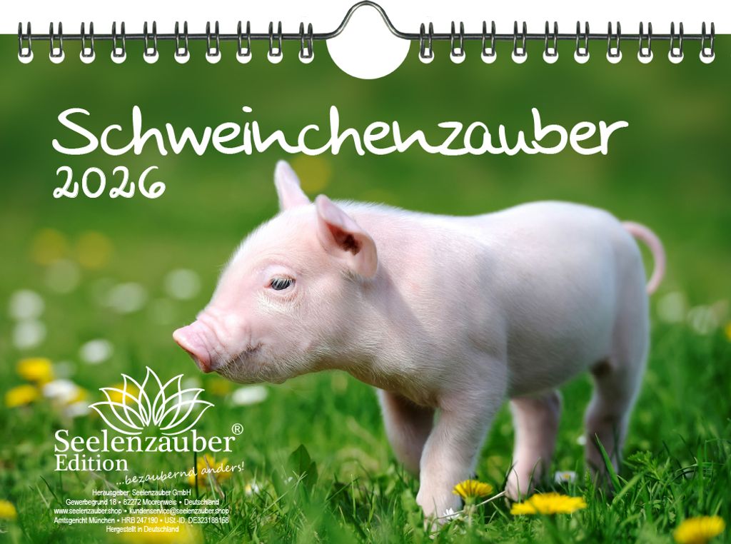 Schweinchenzauber DIN A5 Kalender für 2026 Schweine Schweinchen - Seelenzauber