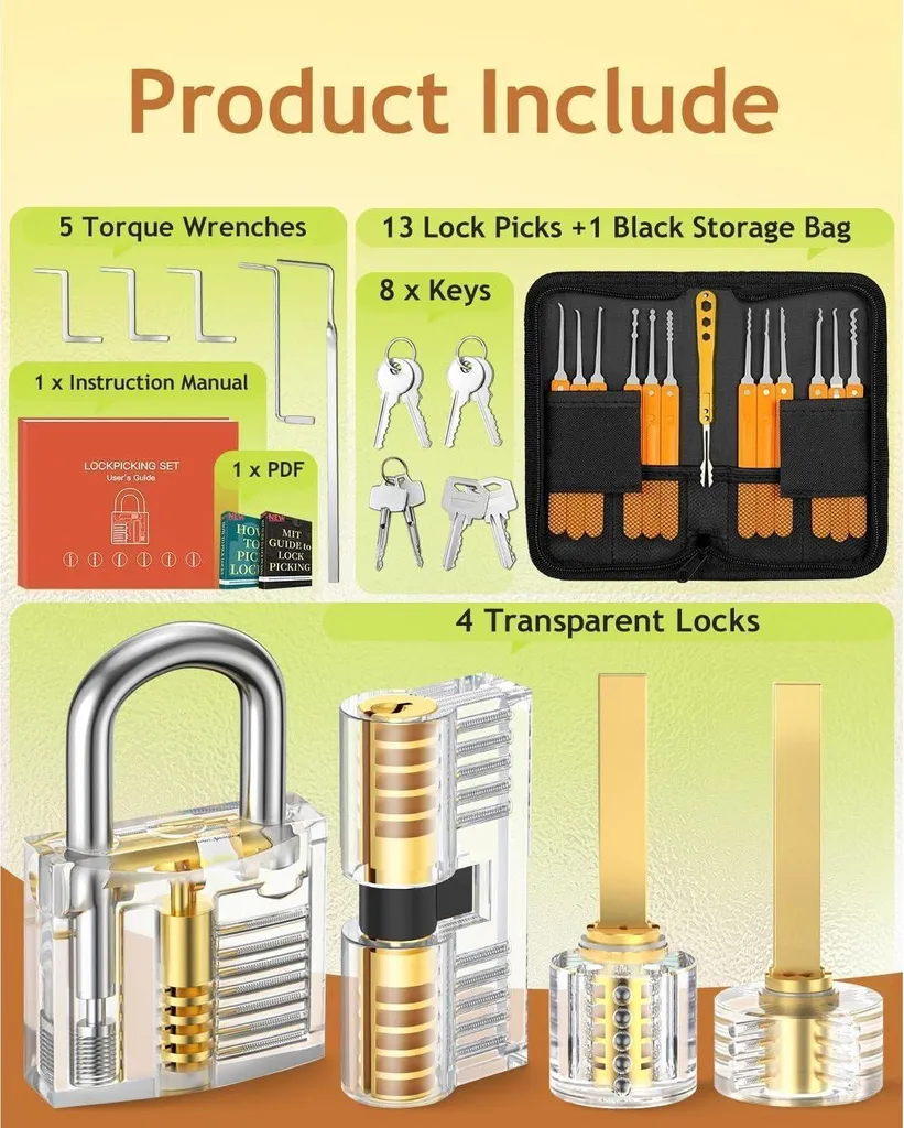 Set de Crochetage Complet avec Cadenas Transparents et Guide Pratique - 2