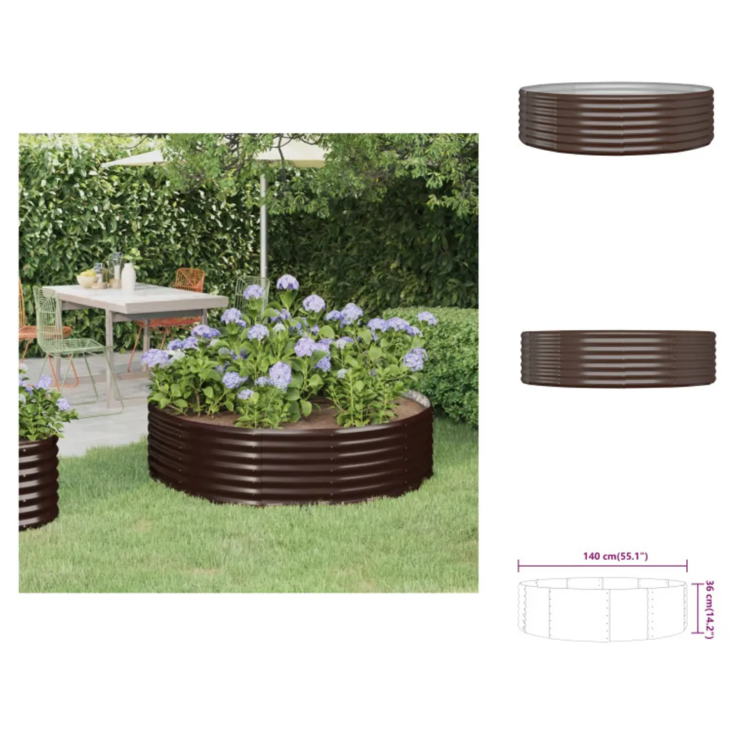 Bac à Fleurs pour Potager et Terrasse 140x140 cm en Acier Marron Mat