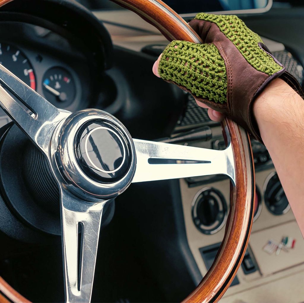 Autofahrer Handschuhe Retro Vintage Leder Braun
