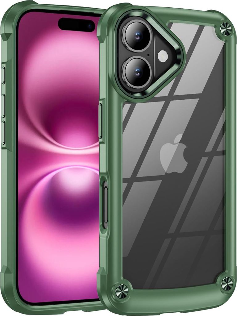 iPhone 17 Hülle, Hybrid Transparente PC Robust TPU Bumper Stoßfest Schutzhülle für iPhone 17 Grün