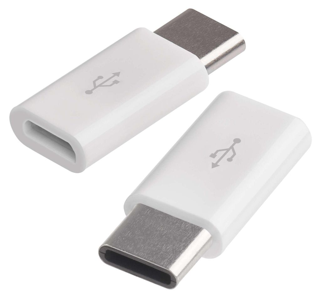 Adaptér micro USB-B 2.0 / USB-C 2.0, bílý, 2 ks