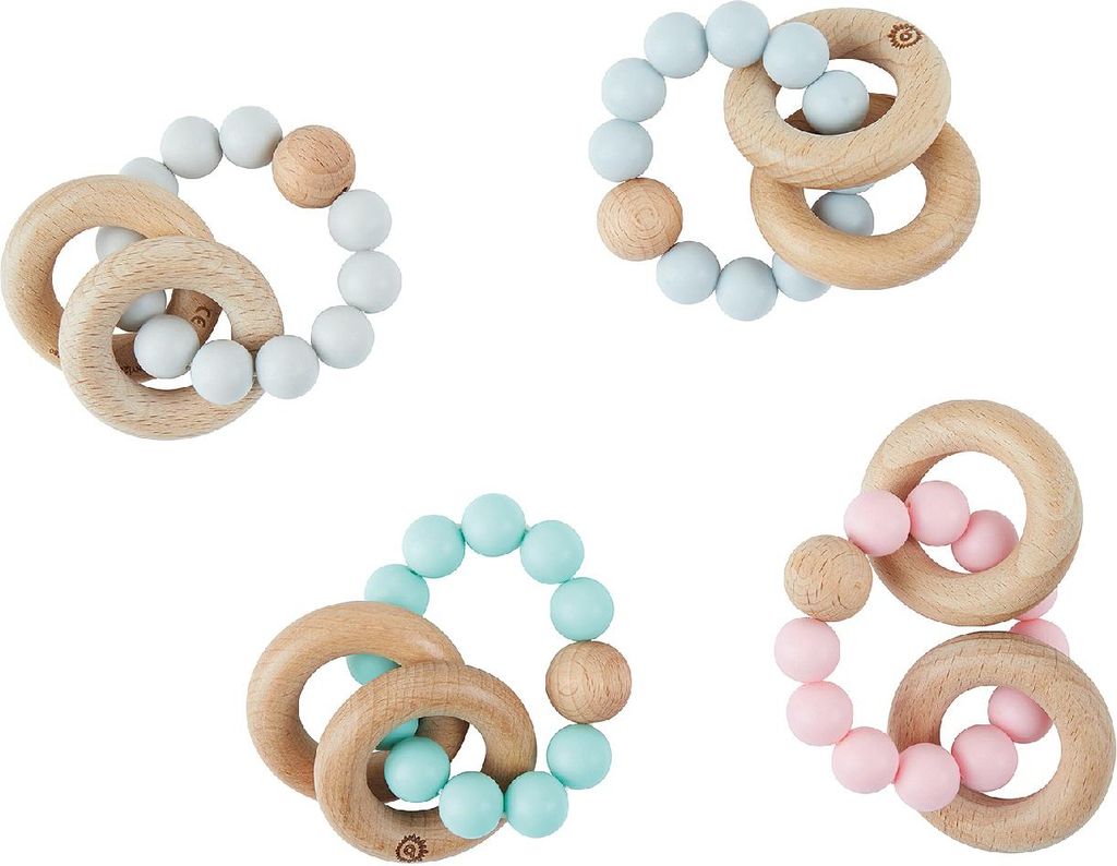 Bieco Beißring mit Silikonkette (Farbe zufällig, 1 Stück)