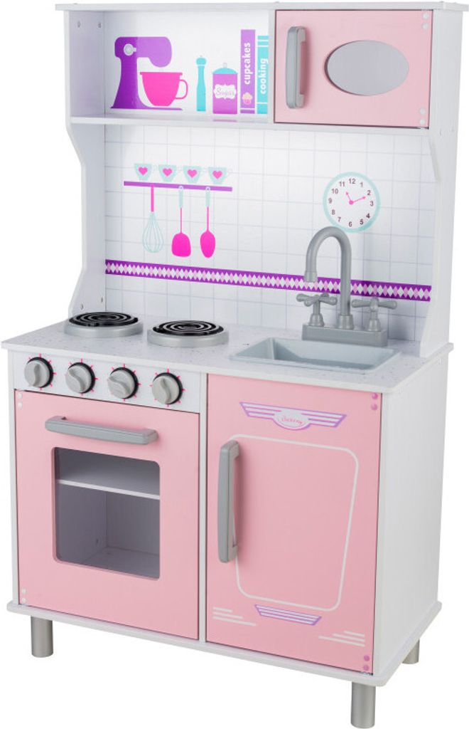 4iQ Spielküche Speilzeug Küche aus Holz für Kinder KitchenFun 60x31x98 cm