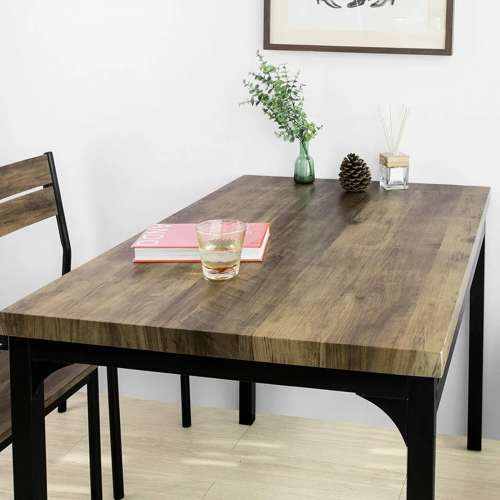 Table à Manger Gain de Place avec 4 Tabourets Encastrables en Métal - 6