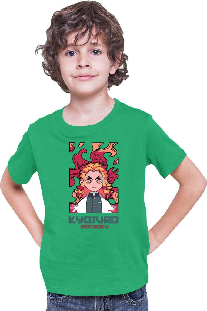 Kinder T-Shirt Japan Anime Manga Demon Anime Slayer Kyojuro Rengoku 06 Hashira, 12-13 Jahr - 152 / Grün