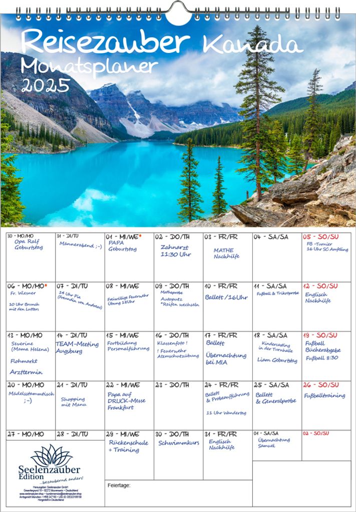 Reisezauber Kanada Planer DIN A3 Kalender für 2025 Ottawa Canada Stadt Reise Land Urlaub - Seelenzauber