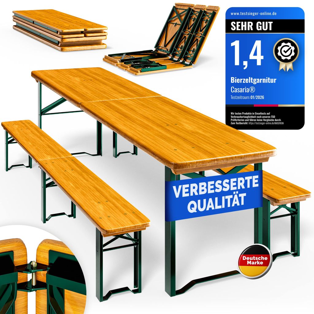 CASARIA® Bierzeltgarnitur 220cm Modell 2026 10 Personen Produktbild 