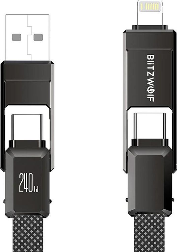 BlitzWolf Blitzwolf BW-HDC7 4-in-1 USB+C+Lightning cable 240W 1.2m (black)