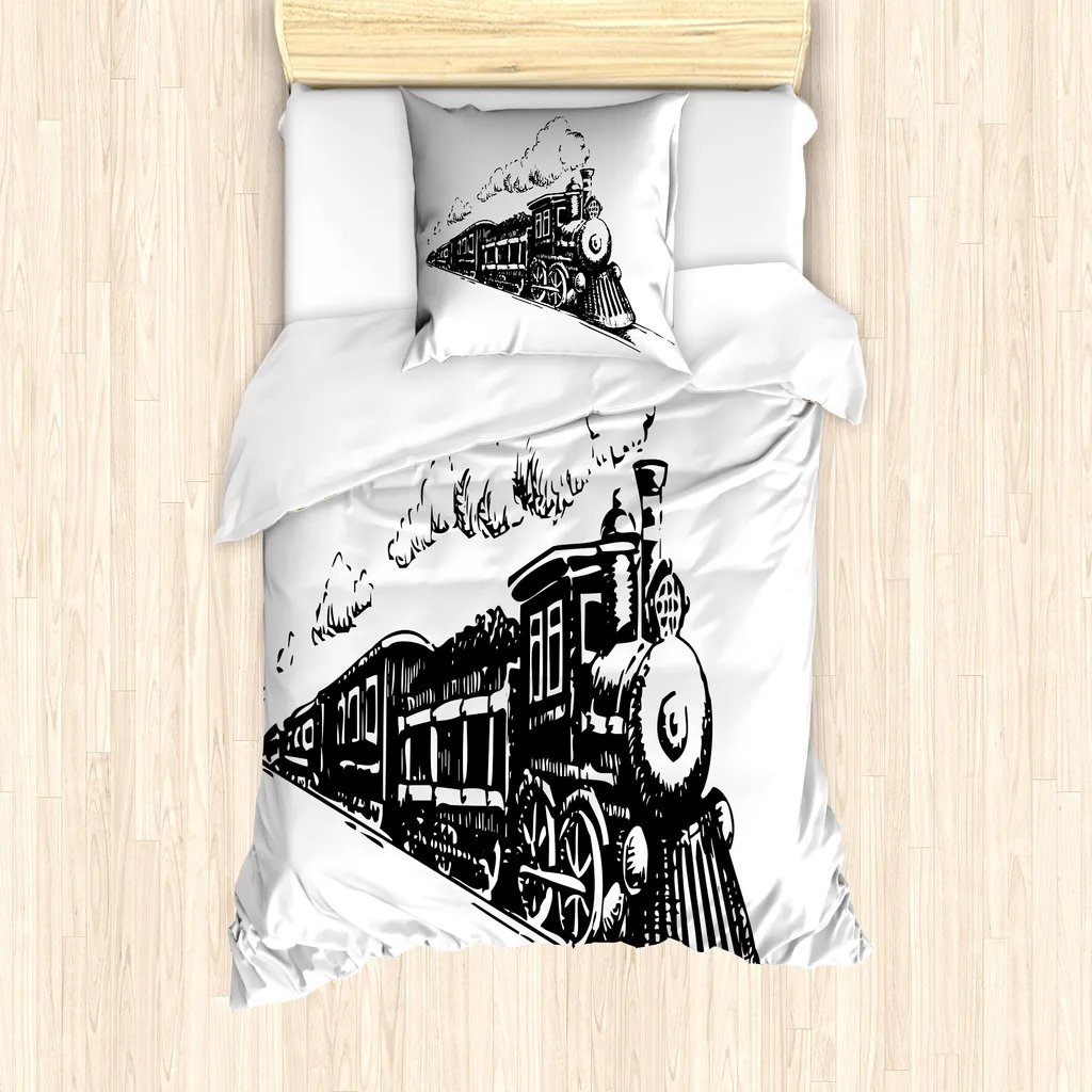Copripiumino Senza Stiro ABAKUHAUS 135x200 Treno Antiacaro