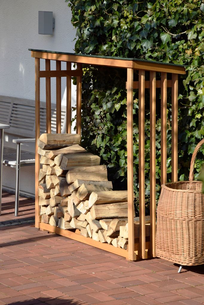 dobar Großes Kaminholzregal Wand XL aus Holz für draußen im Produktbild 8