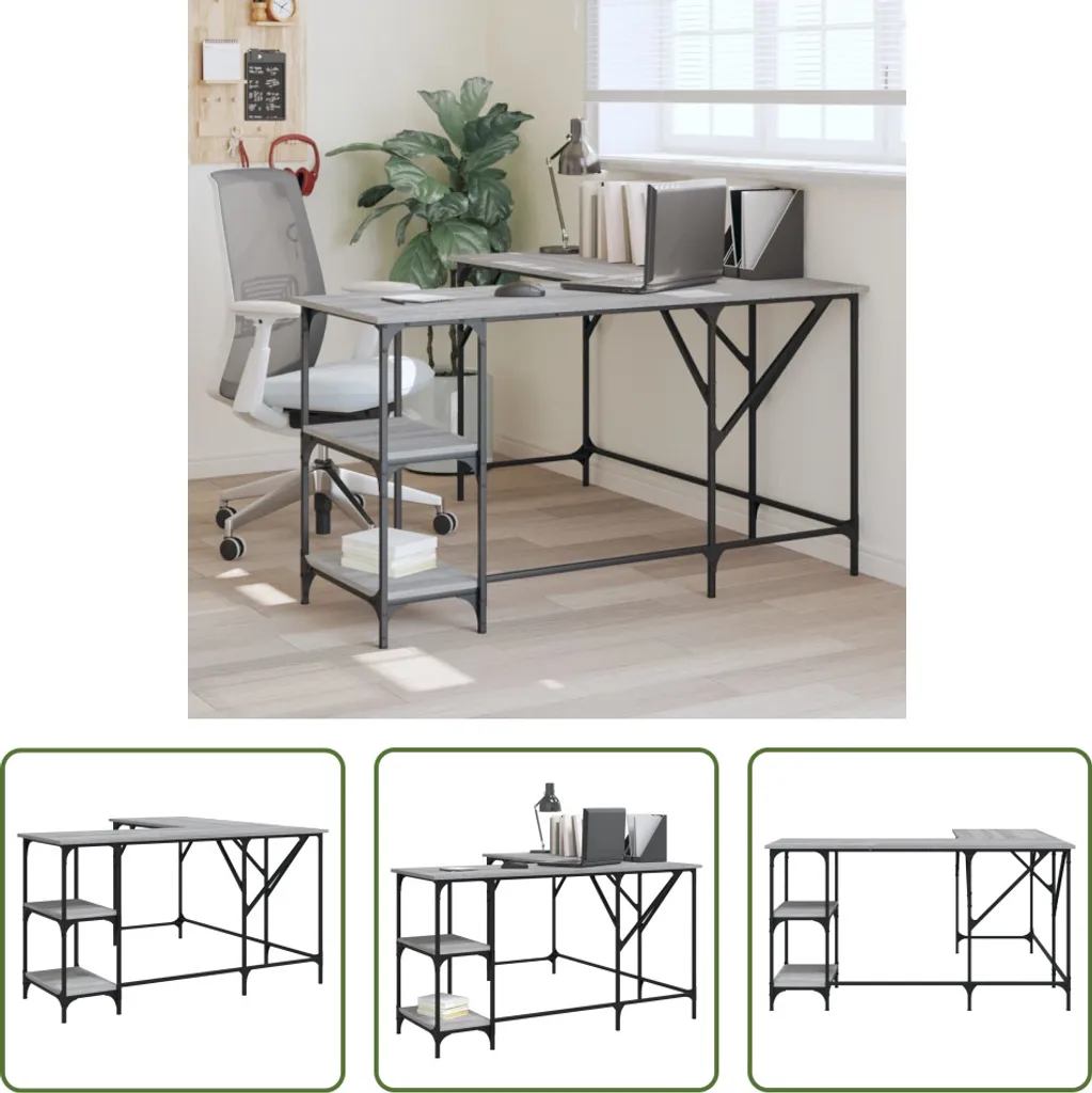 Scrivania Angolo Moderna Grigio Sonoma 139cm - The Living Store Home