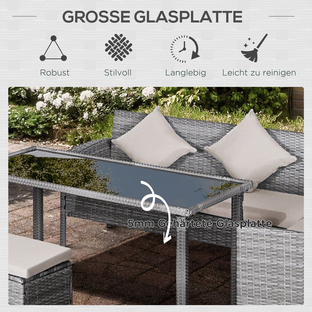 Outsunny Gartenmöbel Set 4-teilig: Polyrattan Loungegruppe Mit Kissen