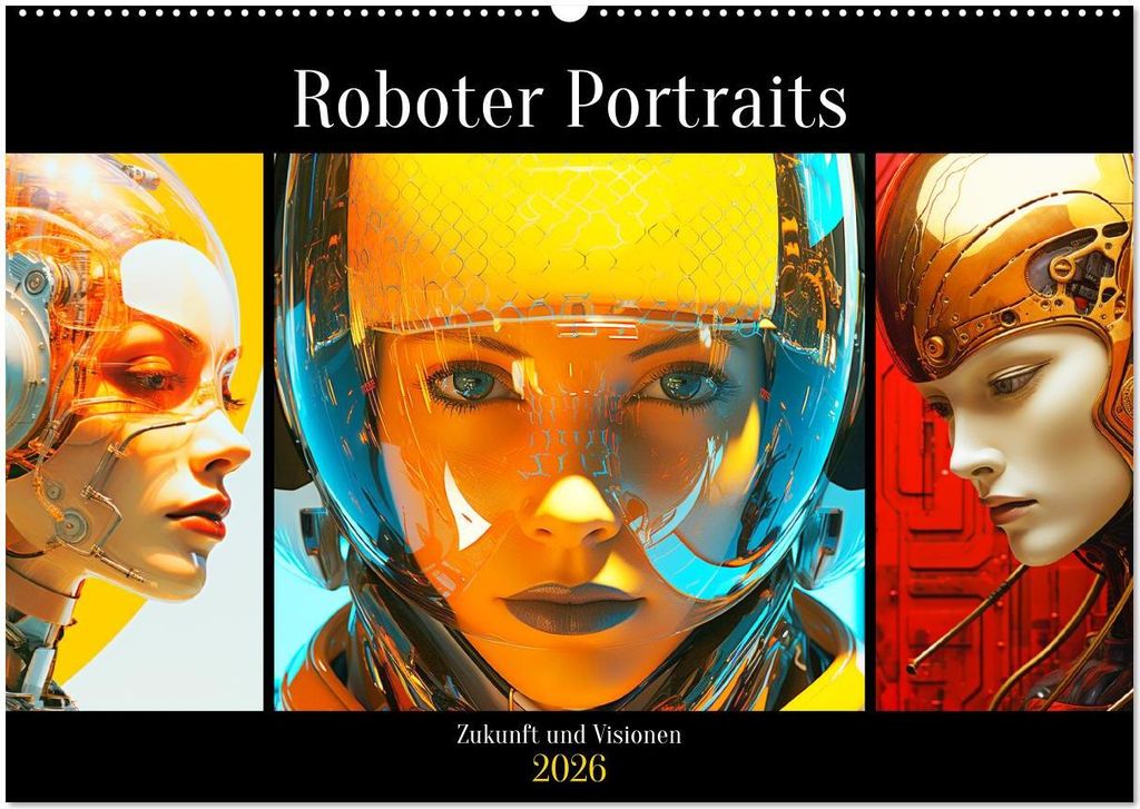 Roboter Portraits. Zukunft und Visionen (Wandkalender 2026 DIN A2 quer), CALVENDO Monatskalender