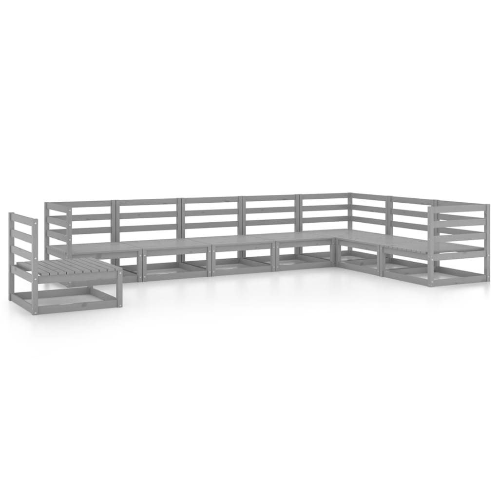 8-tlg. Garten-Lounge-Set Grau Kiefer Massivholz Produktbild 