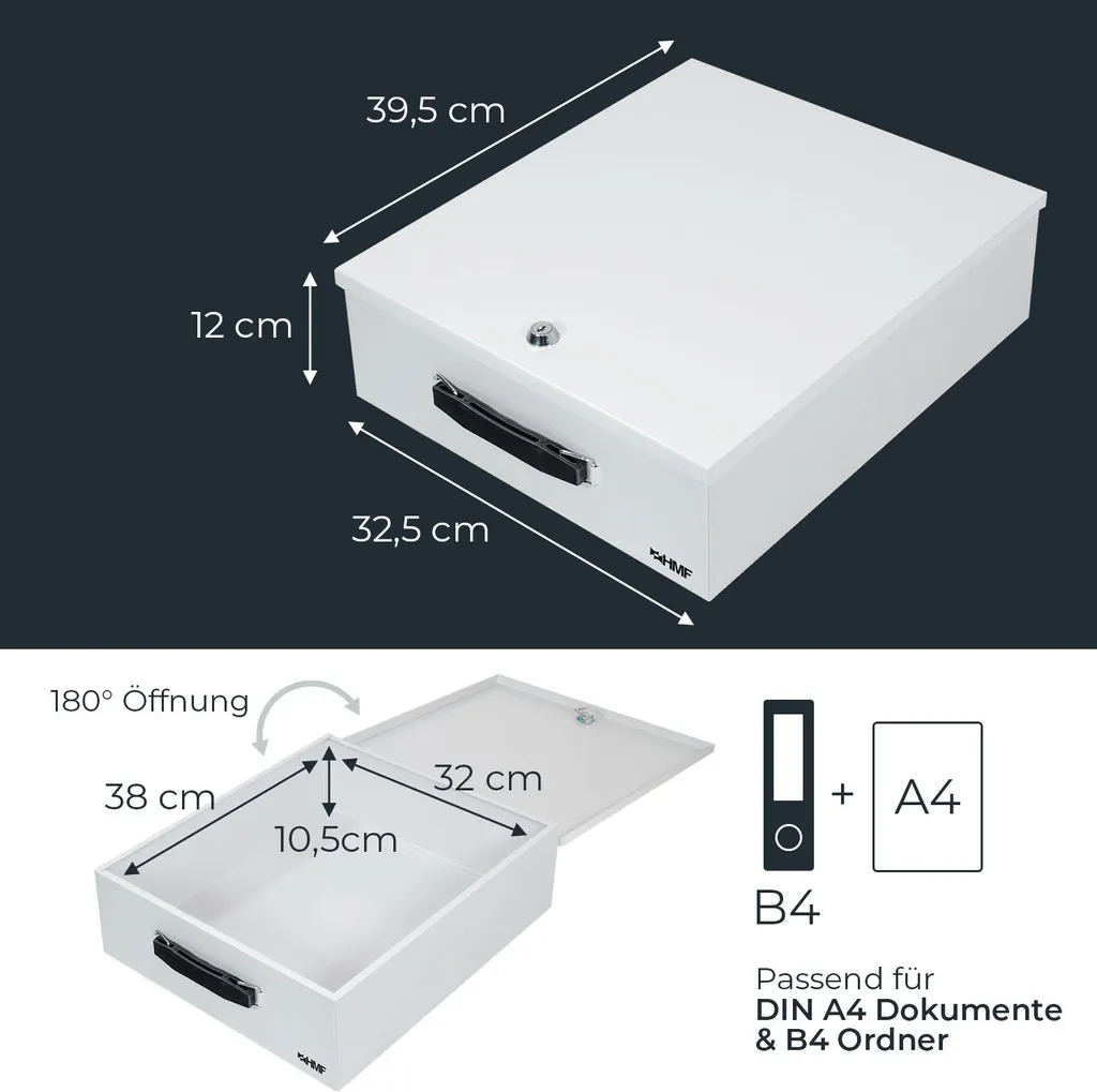 Rangement Documents A4 pour Maison et Bureau Boîte Grise Verrouillable - 5