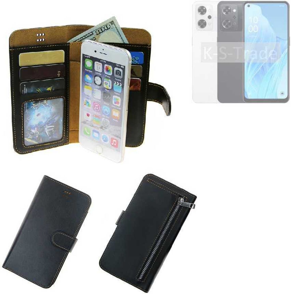 K-S-Trade Schutz Hülle kompatibel mit Oppo Reno9 A Klapphülle Case Phone cover Slim Handytasche Handy Hülle schwarz aus Kunstleder (1 Stk)