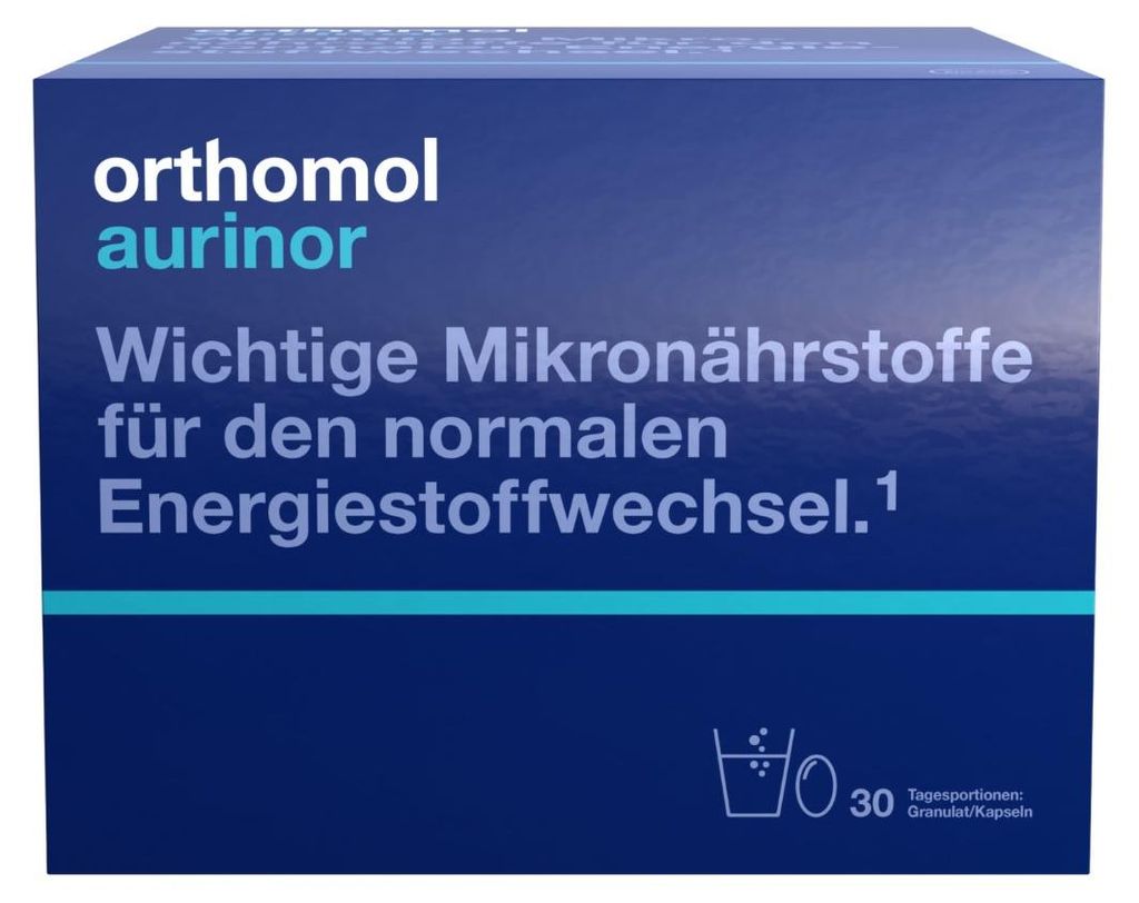 Orthomol Aurinor - unterstützt den Energiestoffwechsel - mit Omega-3-Fettsäuren, Vitamin C, Magnesium und Zink - Granulat/Kapseln, 30 St. Tagespo...