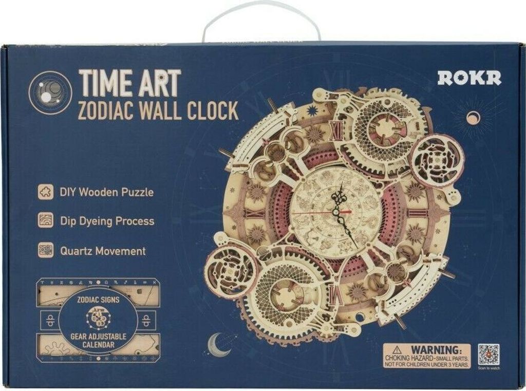 Robotime Mechanisch Houtpuzzle 3D-Sterrenbeeldenklok, Zelf Productafbeelding 