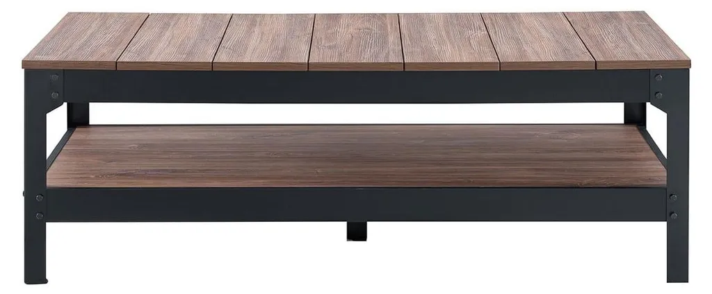 Table basse métal noir et bois 117cm de style industriel chic