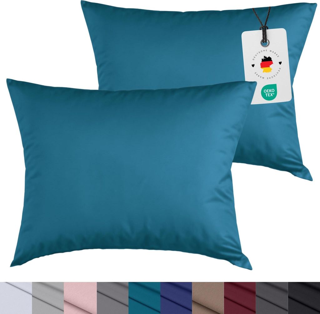 Kissenbezug 80x80 cm aus 100% Mikrofaser, Kissenhülle Petrol Einfarbig