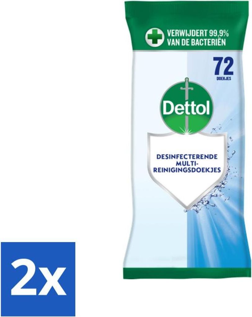 Dettol – Reinigungstücher – Kraftvolle Hygiene – Bleichmittelfrei – 72 Tücher - Vorteilspack - 2 Stücke
