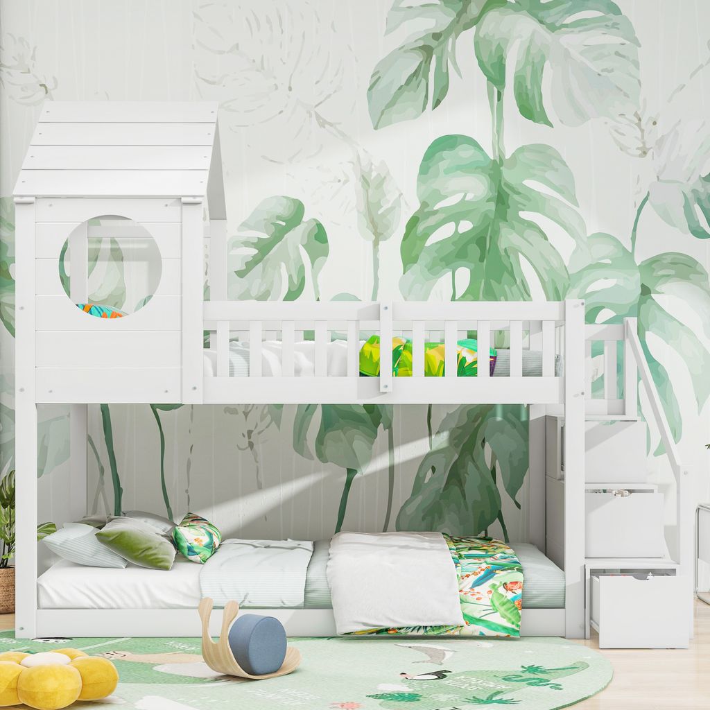 Merax Etagenbett 90x200cm mit Rausfallschutz, Kinderbett Produktbild 2