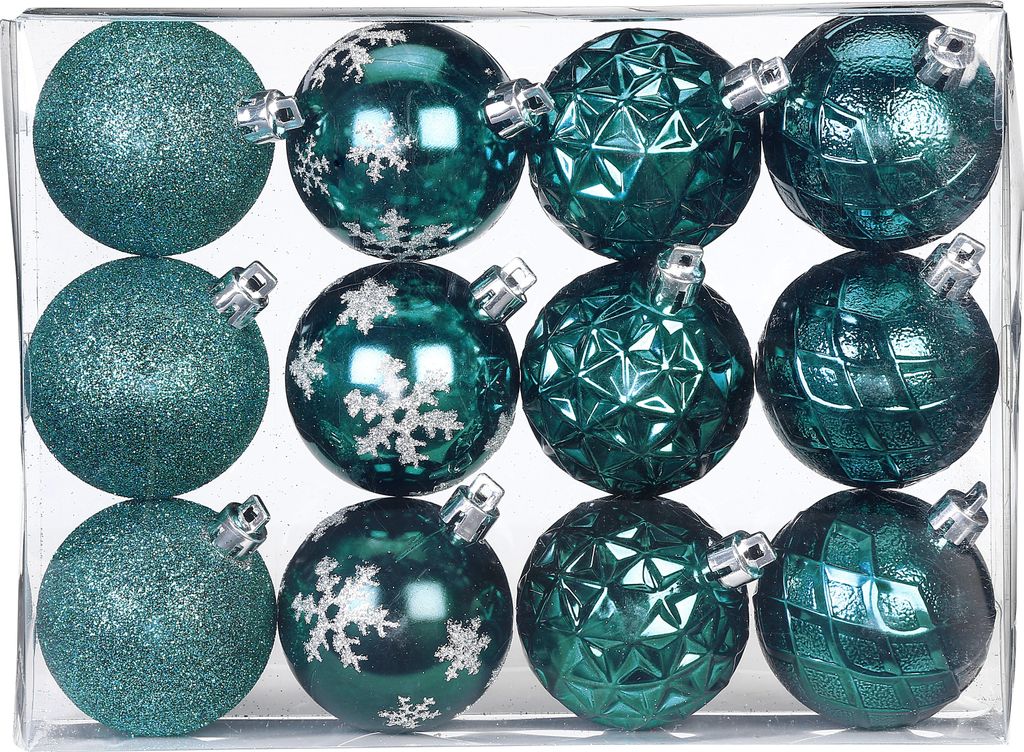 Weihnachtskugeln Dekorierte Kugeln Kunststoff 6cm 12er Set Produktbild 