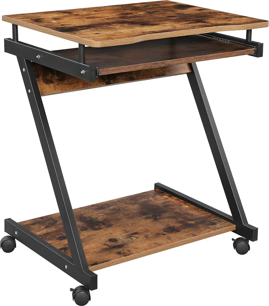 Bureau de travail pour télétravail, style vintage, avec plateau clavier