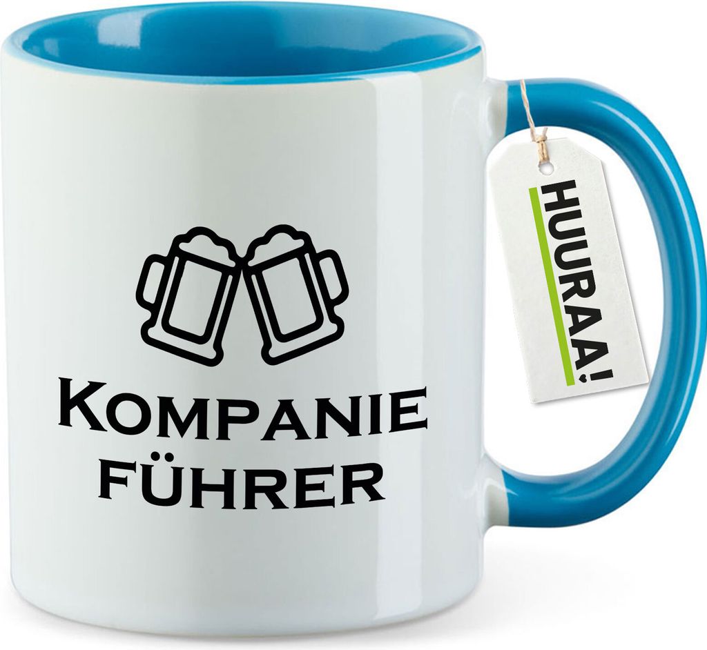 Huuraa Kaffeetasse Kompanieführer Schützenfest 330ml Blau Keramik Kaffeebecher Geschenkidee