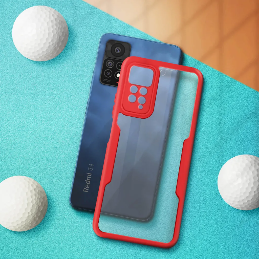Cover Integrale Avizar 360 per Redmi Note 11 Pro 5G - Silicone Rosso - 3