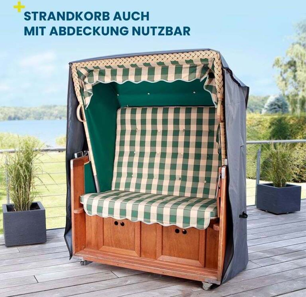 Rouzin Strandkorb Schutzhülle - Wetterfeste 420D Abdeckung Für 3-Sitzer Mit Reißverschluss