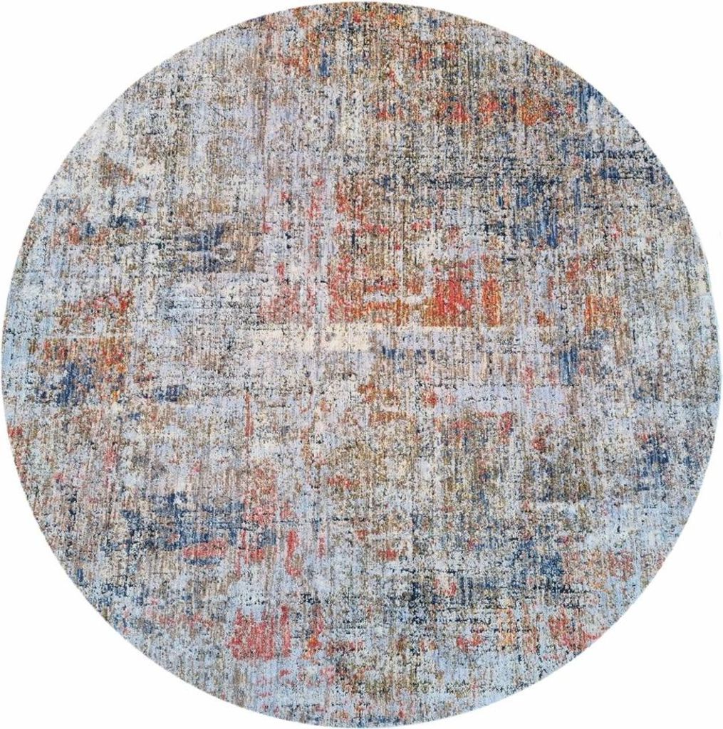 Runder Teppich 140 cm FRANCO - blau / grau Produktbild 
