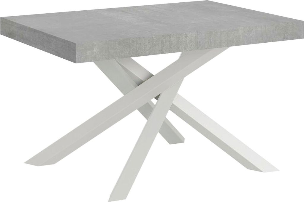 ITAMOBY - Ausziehtisch 130/390x90 cm Volantis Zement Tischbeine Weiß