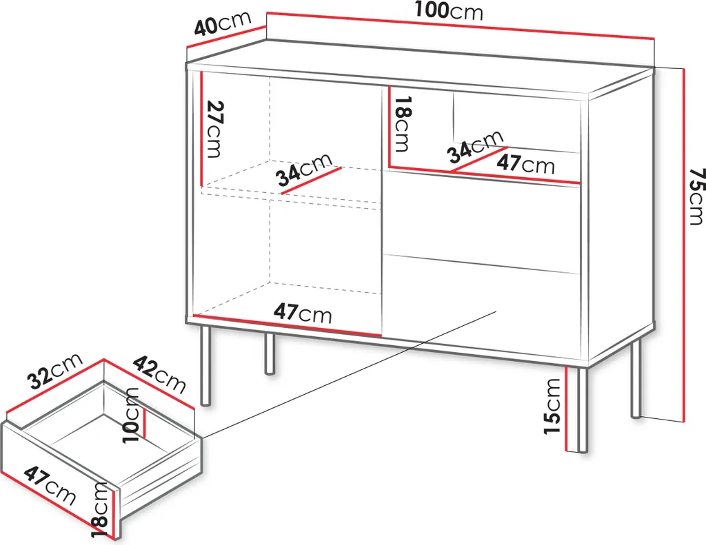 Commode combinée étroite HARTSELE verte - Meuble de rangement compact