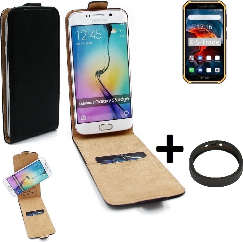 K-S-Trade TOP SET Handyhülle kompatibel mit Ulefone Armor X7 Pro 360° Flipstyle Schutzhülle Smartphone Tasche schwarz + TPU Bumper, Case Hülle