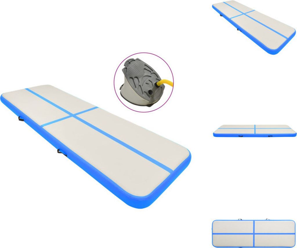 vidaXL Aufblasbare Gymnastikmatte mit Pumpe 500x100x20 cm PVC Blau - Yoga- & Pilatesmatten