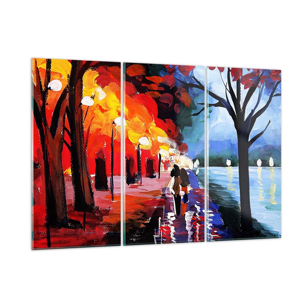 Bilder auf glas - Grafik Abbildung See Abend - 105x70cm - Glasbilder - Wandbilder - Kunstdruck - zum Aufhängen bereit - Wanddekoration aus Glas - ...