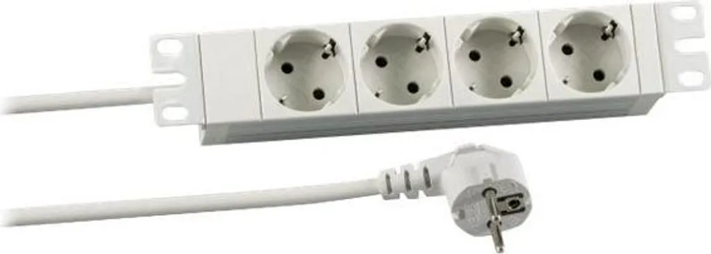 Multiprise 10 Pouces 1U avec 4 Prises Schuko Gris RAL 7035 pour Rack