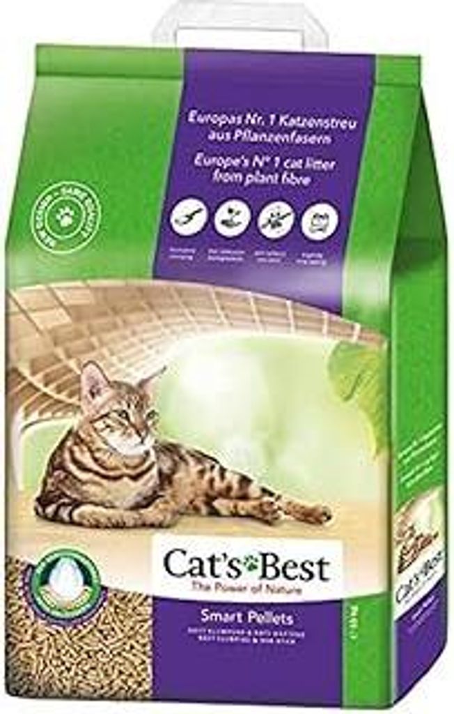 Cat's Best Smart Pellets, 100 % pflanzliche Katzenstreu, innovative Klumpstreu für Katzen aus antihaftenden Aktiv-Holzfasern – stoppt das Heraus...