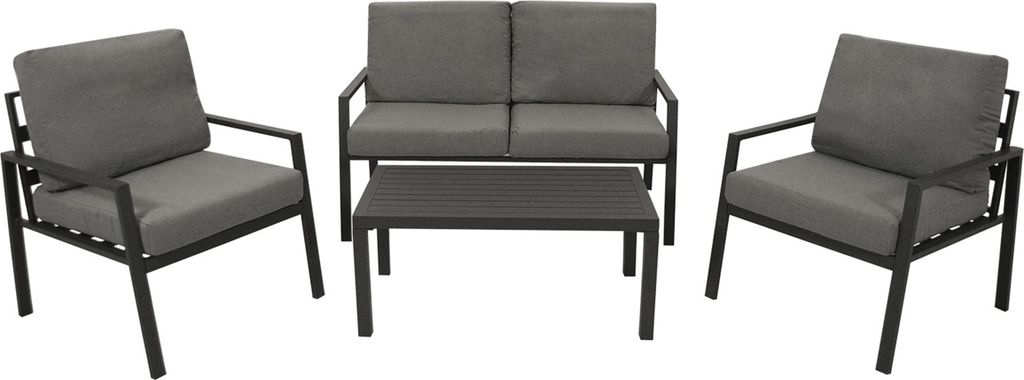 TPFGarden LOUNGESET Kilbride - 4-teilige Sitzgruppe (1x 2-sitzer Sofa mit Polster, 2x 1-sitzer Lehnenessel mit Polster, 1x Kaffeetisch), Aluminium ...
