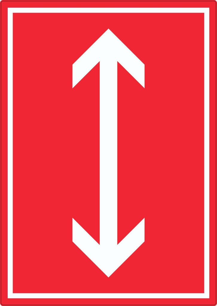 Richtungspfeil hoch runter Aufkleber hochkant weiss rot Pfeil A4 (210x297mm)