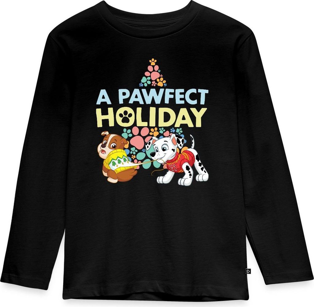 Spreadshirt Paw Patrol Rubble & Marshall Weihnachts-Design Kinder Premium Langarmshirt, 134/140 (8 Jahre), Schwarz