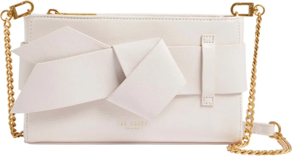 Ted Baker pochette borsa a tracolla Jimmah SoftPoliuretanoBow Clutch Bag Ivory avorio