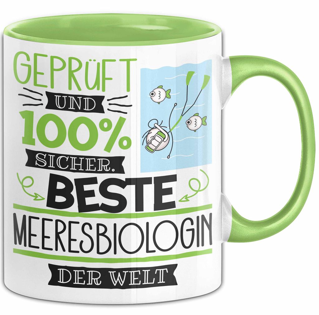Beste Meeresbiologin Der Welt Tasse Geschenk für Eine Meeresbiologin Und Sicher Geschenkidee Geburtstag Weihnachten (Grün)