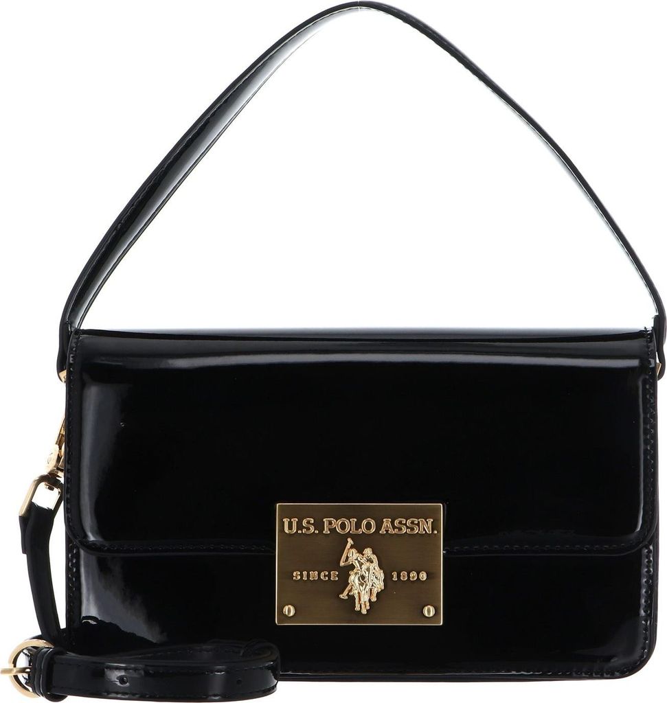 U.S. POLO ASSN. Abendtasche Handtasche Winton Flap Handle Bag Black Patent Leather schwarz