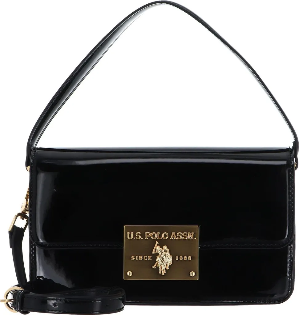 Sac de soirée U.S. POLO ASSN. Winton Flap en cuir verni noir brillant