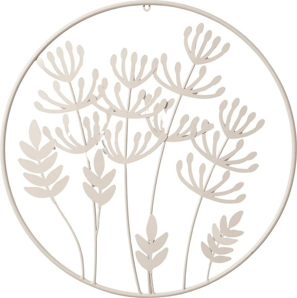 Wandobjekt - Ø 50 cm - Beige - Eisen - Zweigenmotive